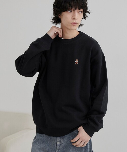 ゴッドセレクション トレーナー 裏起毛 黒 L ロゴ刺繍 ワンポイント 美品 ワンポイント刺繍裏起毛トレーナー 8917[品番：XB000009312