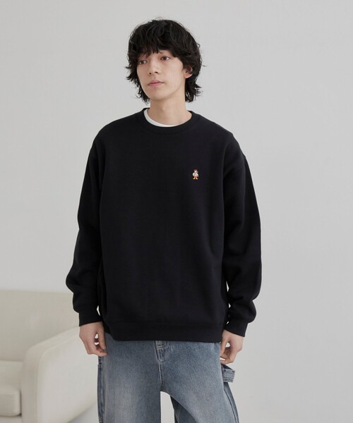 ゴッドセレクション トレーナー 裏起毛 黒 L ロゴ刺繍 ワンポイント 美品 ゴッドセレクション XXX 黒 トレーナー ロゴ刺繍 ワンポイント