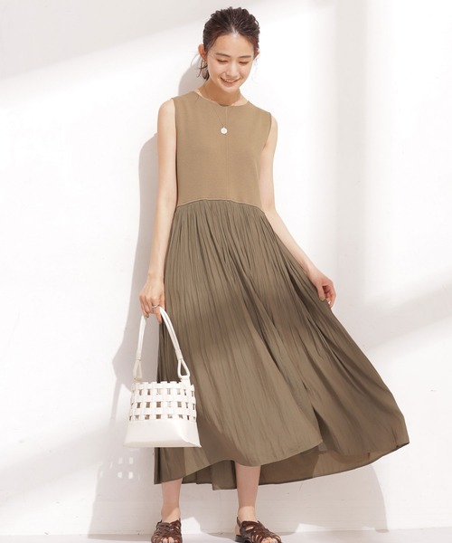ナノ・ユニバース　ノースリーブ ひざ丈ワンピース ベージュ 楽天市場】【SALE／40%OFF】LB.04/前後2wayタックショルダー