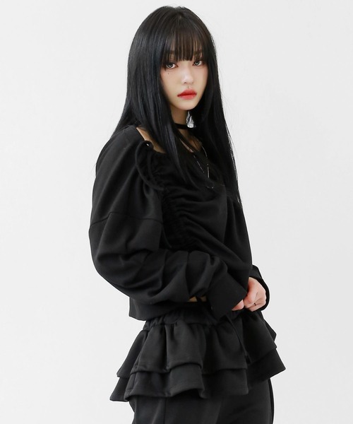 本店は minsobi tシャツ ルーズフィットドローストリングカットソー トップス