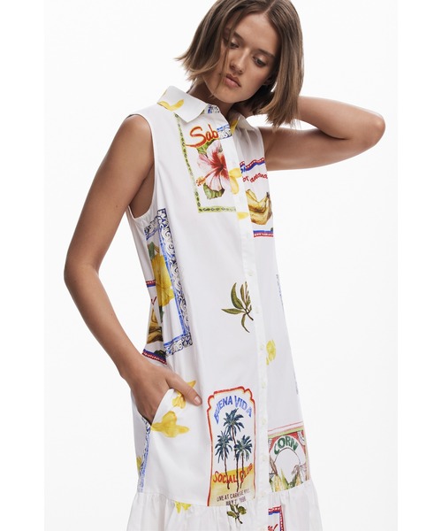 【専用】Desigual　ポストカードメモリー シャツドレス Desigual（デシグアル） パーティードレス ワンピース 夏 ポストカード