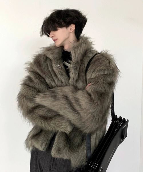 Otte ファーショートジャケット Lサイズ ブラック 韓国ファッション Otte ジャケット テーラードジャケット ファーショートジャケット