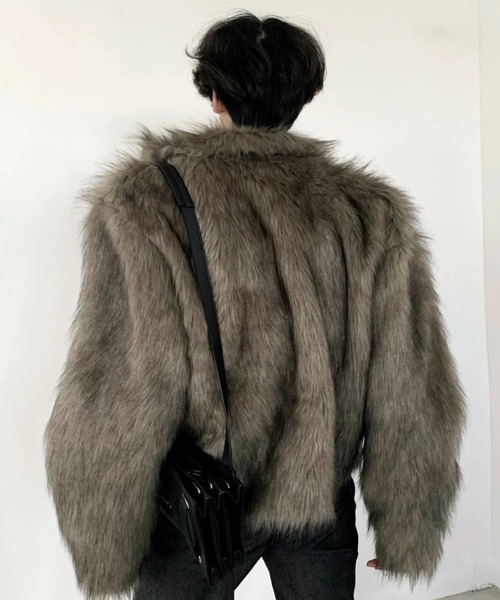 グレー ファー風 テーラードジャケット Otte ジャケット テーラードジャケット ファーショートジャケット