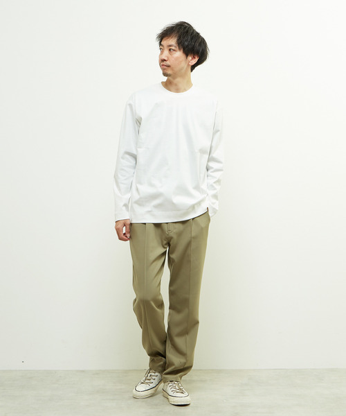 メンズメルローズ（MEN’S MELROSE）/マーセライズドスムース クルーネックロングスリーブTシャツ MEN'S MELROSE tシャツ マーセライズドスムースクルーネックロング