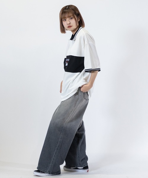 チアキアルベロベロ♥️ぶたさん ビジュ 透かし ロング シャツ 綿100％ プリント 長袖Tシャツ[品番：HU000004245]｜chil2