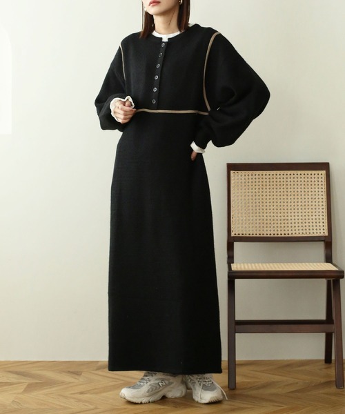 「NOAHL」 ニットワンピース FREE ブラック レディース_画像2