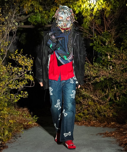 ワイドパンツ ジーンズ HAND PAINTING DENIM PANTS メンズ レディースの画像