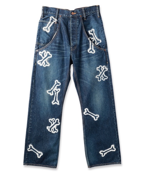 ワイドパンツ ジーンズ HAND PAINTING DENIM PANTS メンズ レディースの画像