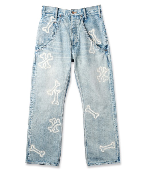 ワイドパンツ ジーンズ HAND PAINTING DENIM PANTS メンズ レディースの画像
