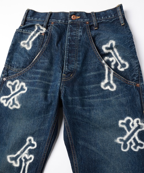 ワイドパンツ ジーンズ HAND PAINTING DENIM PANTS メンズ レディースの画像