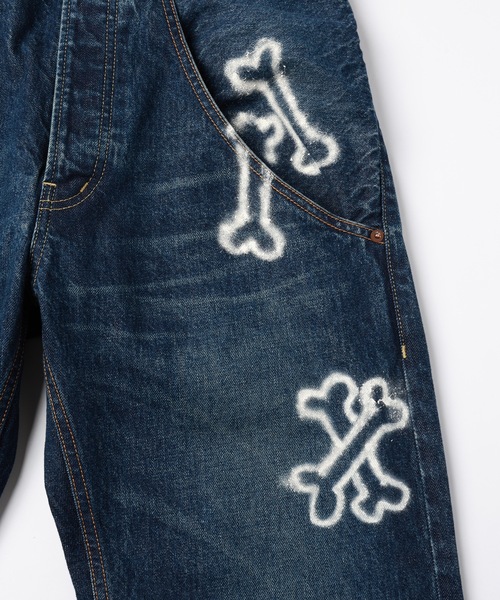 ワイドパンツ ジーンズ HAND PAINTING DENIM PANTS メンズ レディースの画像