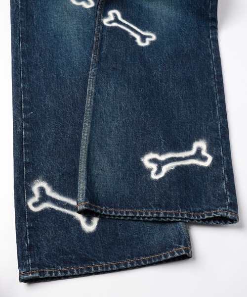 ワイドパンツ ジーンズ HAND PAINTING DENIM PANTS メンズ レディースの画像
