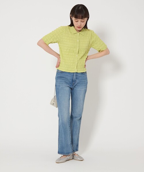 green label relaxing カーディガン シャーリング ポロニット