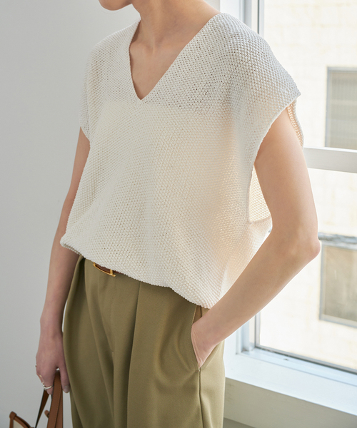 Spick＆Span ベスト ジレ ペーパーヤーンルーズニットベスト