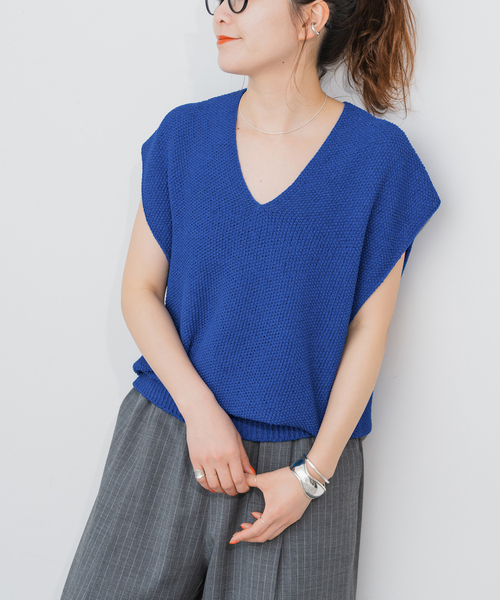 Spick＆Span ベスト ジレ ペーパーヤーンルーズニットベスト