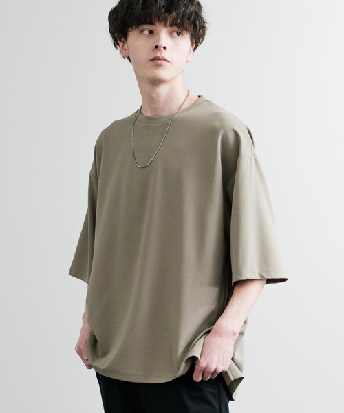 t　半袖-L セール】 ワンポイントロゴ オーバーサイズ ポケット半袖Tシャツ