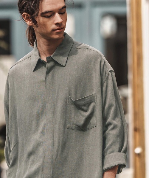CAMBIO（カンビオ） シャツ ms6055-Linen Rayon Fly Front 3-4 Sleeve