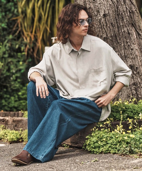 CAMBIO（カンビオ） シャツ ms6055-Linen Rayon Fly Front 3-4 Sleeve