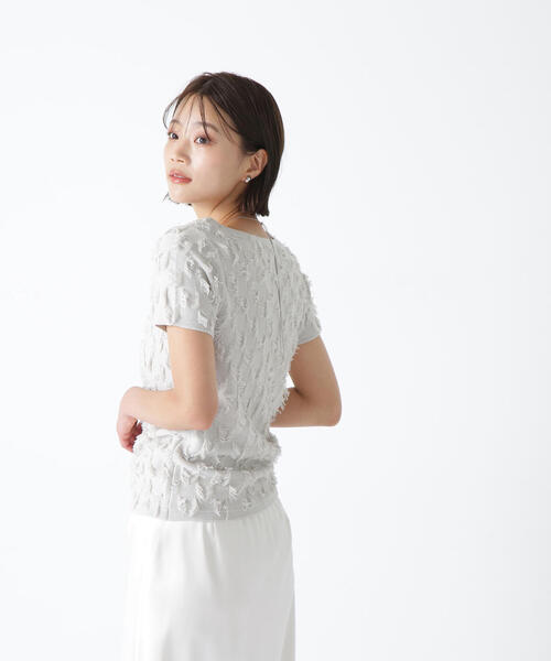 状態良し＊トーガプルラ　フリンジ　ニット　セーター　ホワイト　36サイズ Cute fringe wide knit sweater / 可愛いフリンジニットセーター