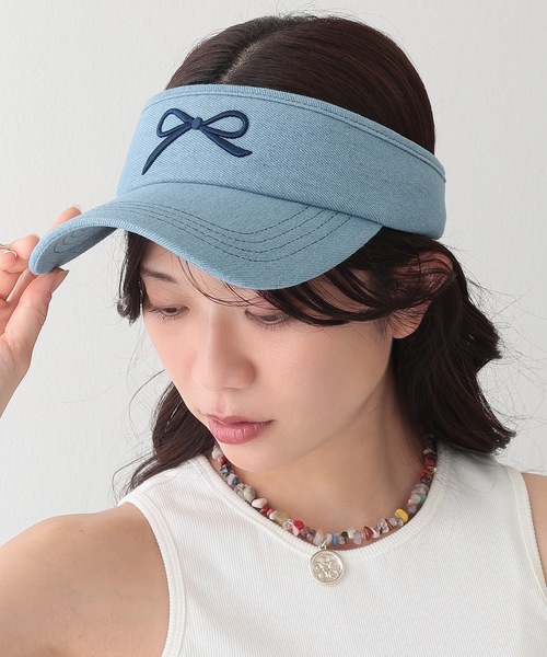 マークアンドロナ ゴルフ レディース帽子サンバイザー 日除け UVリボンキャップ Lace Ladies（レースレディース） サンバイザー レディース リボン
