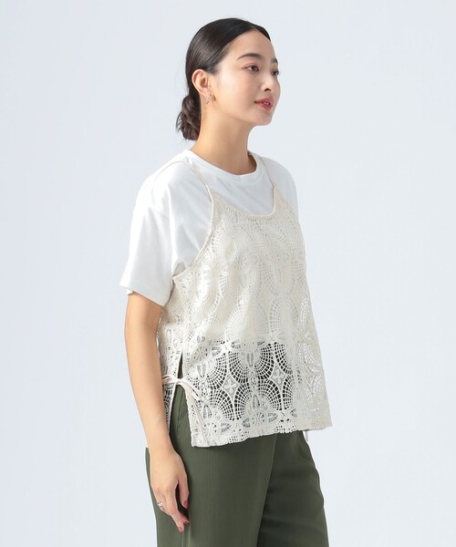 tシャツ レースキャミソールビスチェ Tシャツ（セットアイテム） レディース