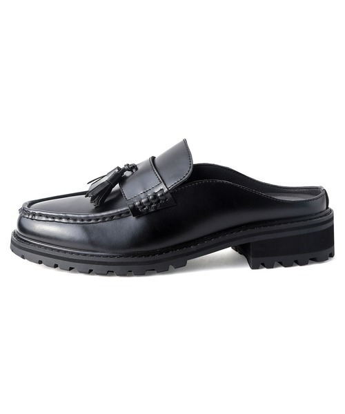 BELTED LOAFERSサンダル風ローファーenfold 楽天市場】厚底 サンダル 8cmヒール 脚長 ローファー かかとなし