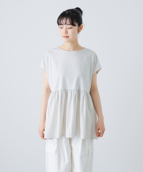 【新品・未使用】かぐれ 2025春夏 ウエストギャザーフレンチプルオーバー かぐれ tシャツ ウエストギャザーフレンチプルオーバー
