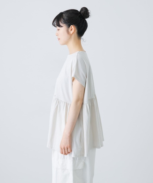 tシャツ ウエストギャザーデザインプルオーバー レディース セール】ウエストギャザーデザインプルオーバー（Tシャツ