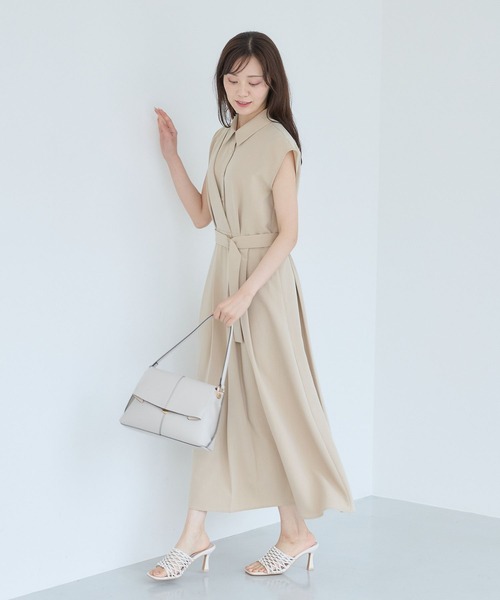 アシメカシュクール風フレンチスリーブワンピース FRAY I.D Aimeine Andemiu シャツワンピース アシメカシュクール風フレンチ