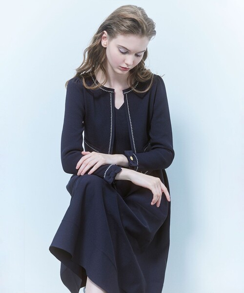 最終価格※ 美品　TOCCA☆ワンピース TOCCA（トッカ） ニットワンピース MEDIUM ネイビー レディース