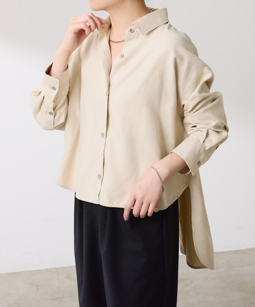 ブラウス シャツ スエードタッチバックロングシャツ/セットアップ可 レディース