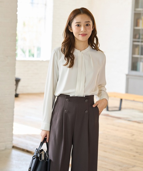 Honeys ブラウス シャツ バンドカラーブラウス レディース : ZOZOTOWN