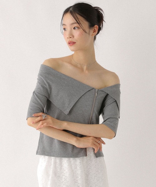tシャツ オフショルZIPカットTEE　579429 レディース