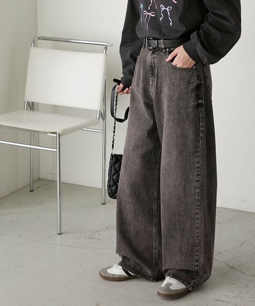 「BONLECILL」 ダメージ加工デニムパンツ M パープル レディース