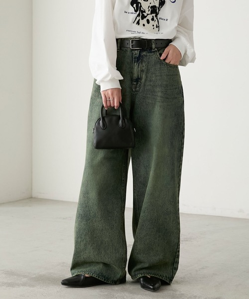 「BONLECILL」 ダメージ加工デニムパンツ M パープル レディース