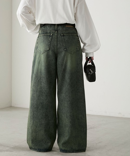 「BONLECILL」 ダメージ加工デニムパンツ M パープル レディース