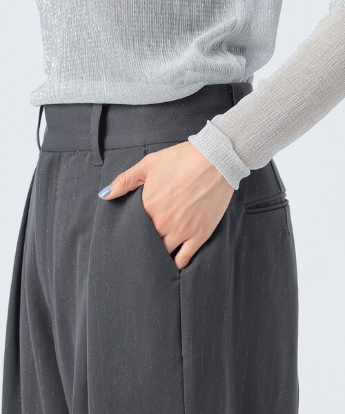 BEAMS HEART（ビームス ハート） スラックス パンツ ラメ ストライプ