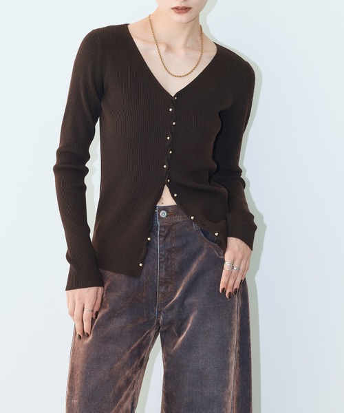 美品✨ セルフォード リブ カーディガン Vネック 長袖 メタルボタン 25SS CELFORD - 美品✨ セルフォード リブ カーディガン Vネック 長袖
