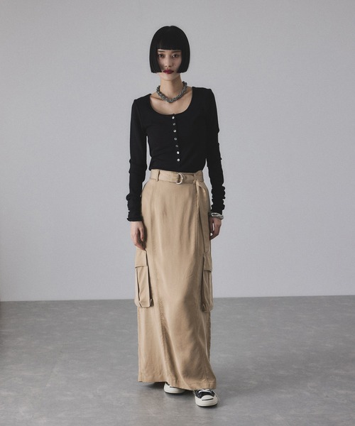 アダムエロペ（ADAM ET ROPE’）/【サステナブル】キュプラカーゴスカート ADAM ET ROPE'（アダムエロペ） スカート 「サステナブル」キュプラ