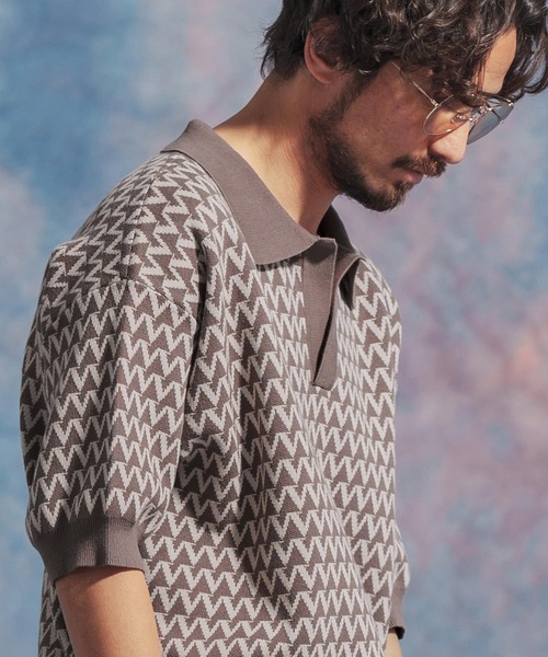 「Jih Nunc」 半袖ポロシャツ M ブラック メンズ_画像5