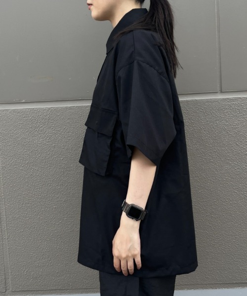 「BROKEN BASE」 7分袖シャツ MEDIUM ブラック メンズ_画像9
