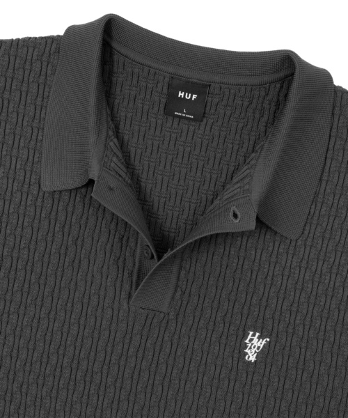 HUF ジオメトリックポロシャツ M HUF（ハフ） 全3色 ハーフジップポロシャツ HUF HUF OS ZIP POLO 半袖