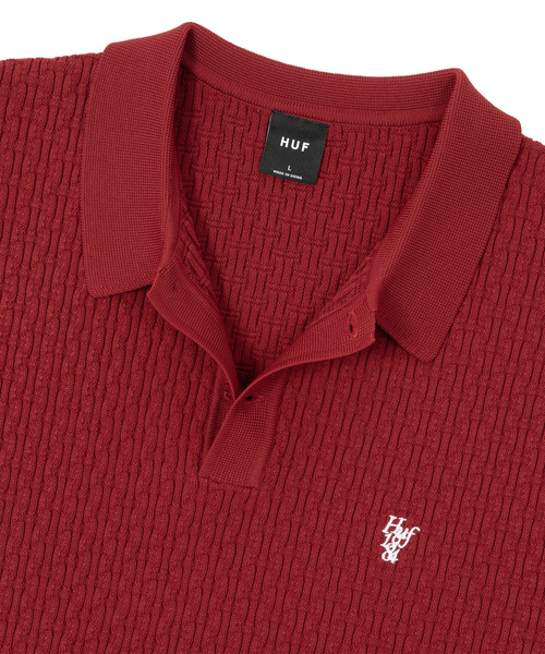 HUF ジオメトリックポロシャツ M HUF（ハフ） 全3色 ハーフジップポロシャツ HUF HUF OS ZIP POLO 半袖