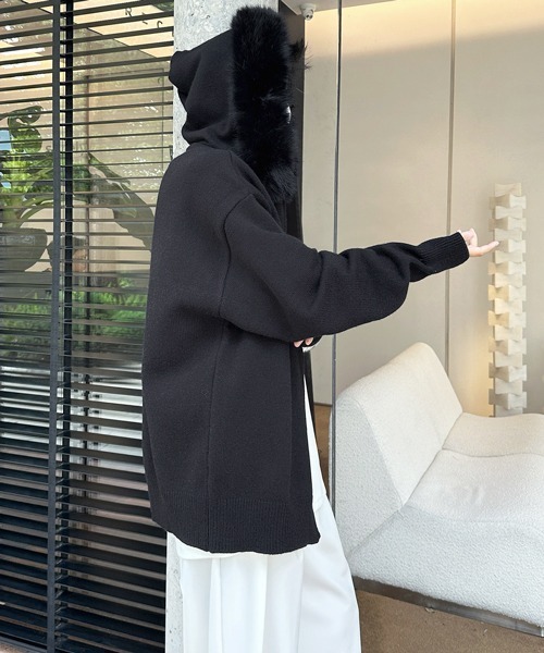 パーカー 「FVLMEN」fur design knit W zip parka/ファー デザイン