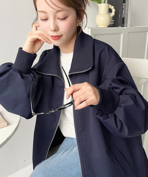 「moment+」 ジップアップブルゾン M ブラック レディース_画像4