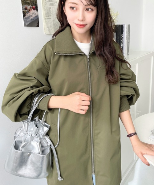 「moment+」 ジップアップブルゾン M ブラック レディース_画像6