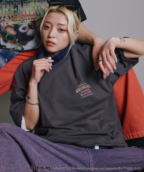 「ADPOSION」 半袖Tシャツ MEDIUM チャコールグレー レディース_画像2