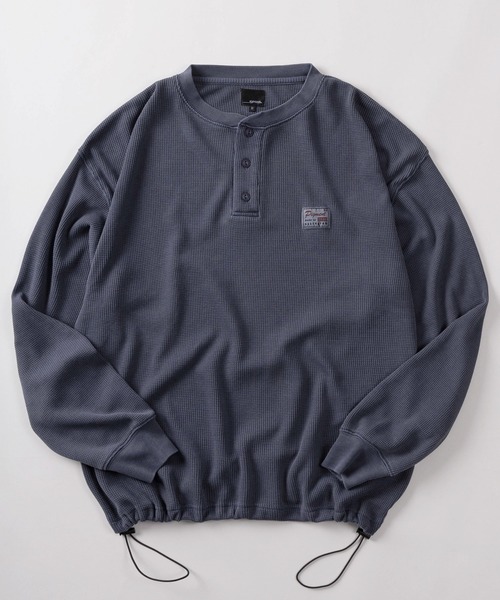 tシャツ 「85」ピグメント加工 ワッフル ヘンリーネック ロング