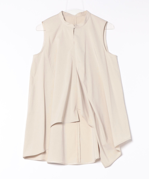 LANVIN en Bleu 「LANVIN Bleu」 ノースリーブブラウス 38 ベージュ 