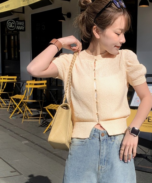 「mily bilet」 半袖ニット MEDIUM アイボリー レディース_画像3